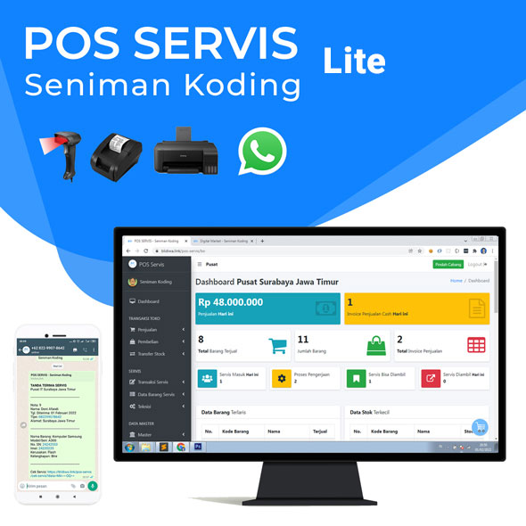 POS SERVIS Seniman Koding v3 Lite Aplikasi Manajemen Servis Hp, komputer, Servis PS, POS SERVIS Seniman Koding v3 Lite Aplikasi Manajemen Servis Hp, komputer, Servis PS